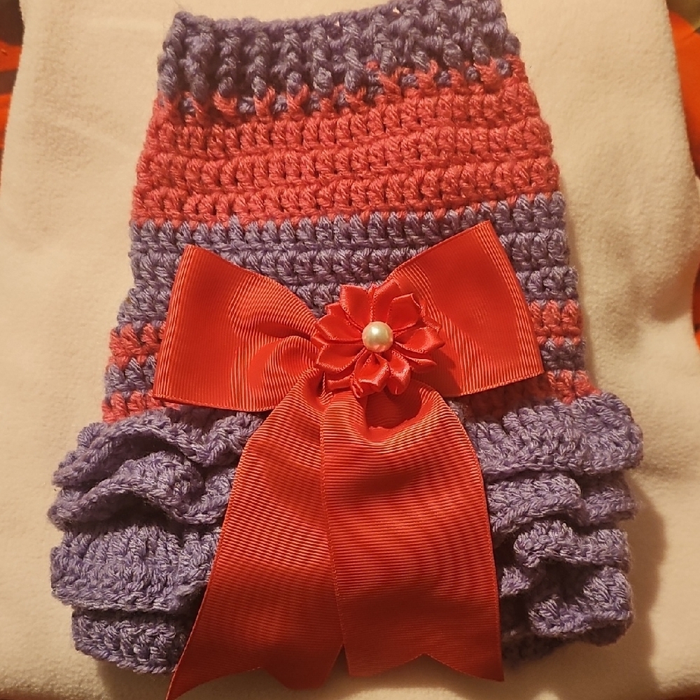 Handmade Red and Purple Dog Dress